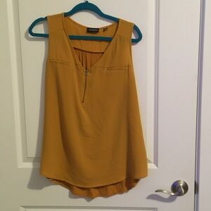 Tempted Mustard Zip-Front Blouse
